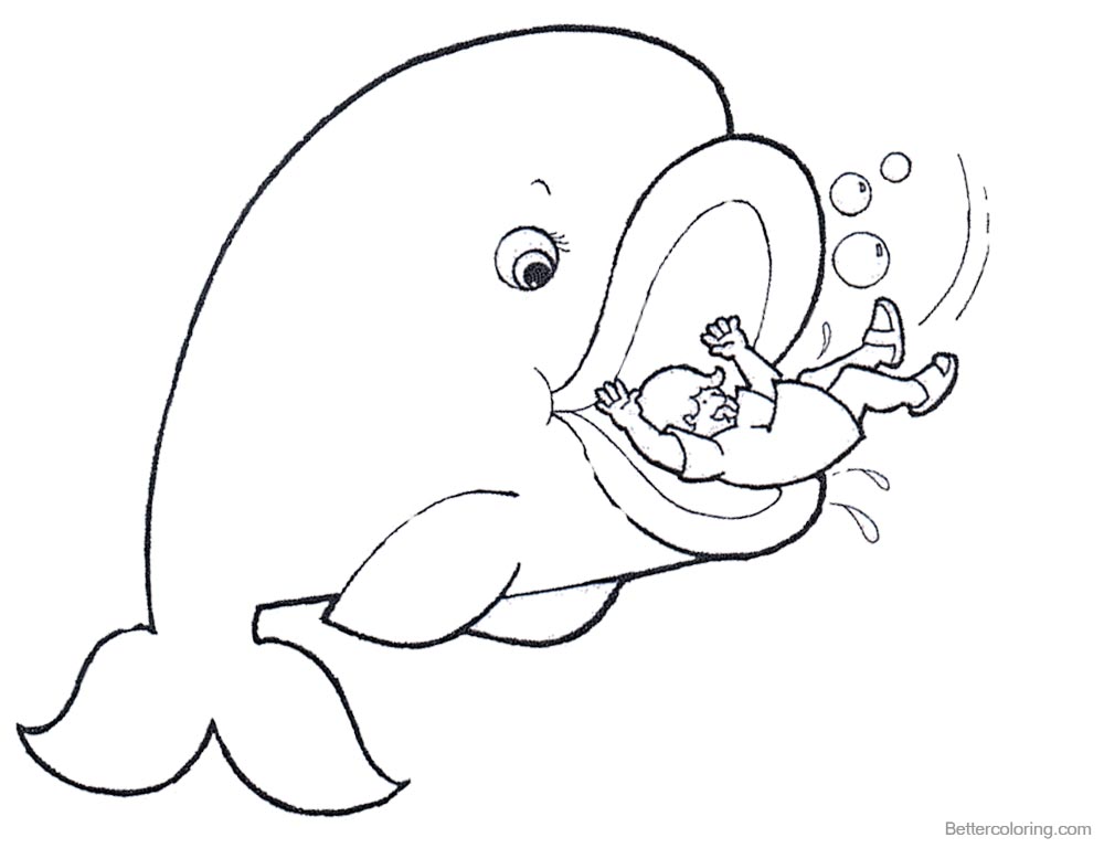 Jonah And The Whale Coloring Pages Cartoon Drawing - Free Printable