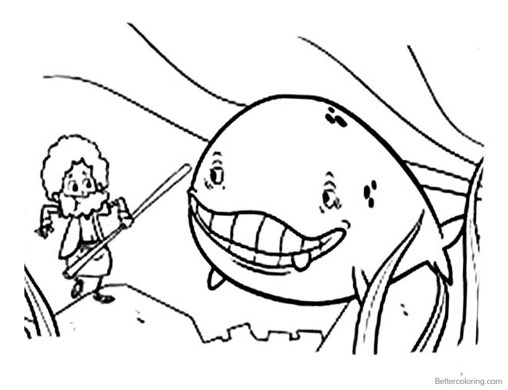 Jonah And The Whale Coloring Pages Cartoon Line Art printable for free