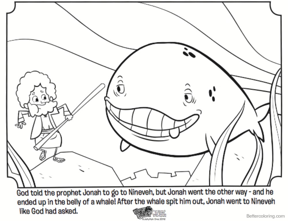 Jonah And The Whale Coloring Pages Cartoon Story Picture printable for free