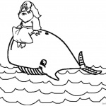 Jonah And The Whale Coloring Pages Jonah Sit on the Whale’s Head