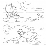 Jonah And The Whale Coloring Pages Jonah Swimming in the Water