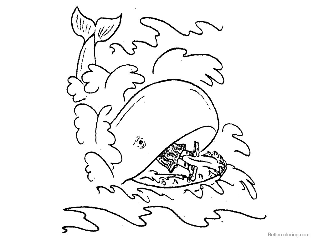 Jonah And The Whale Coloring Pages Line Drawing - Free Printable