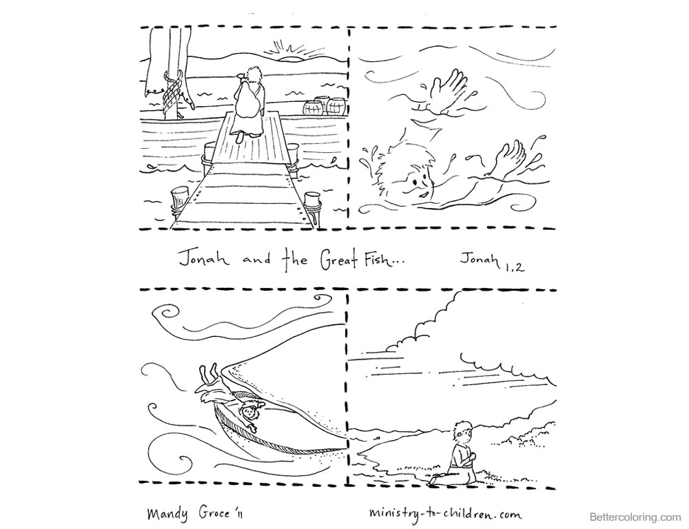 Jonah And The Whale Coloring Pages Story Pictures - Free Printable