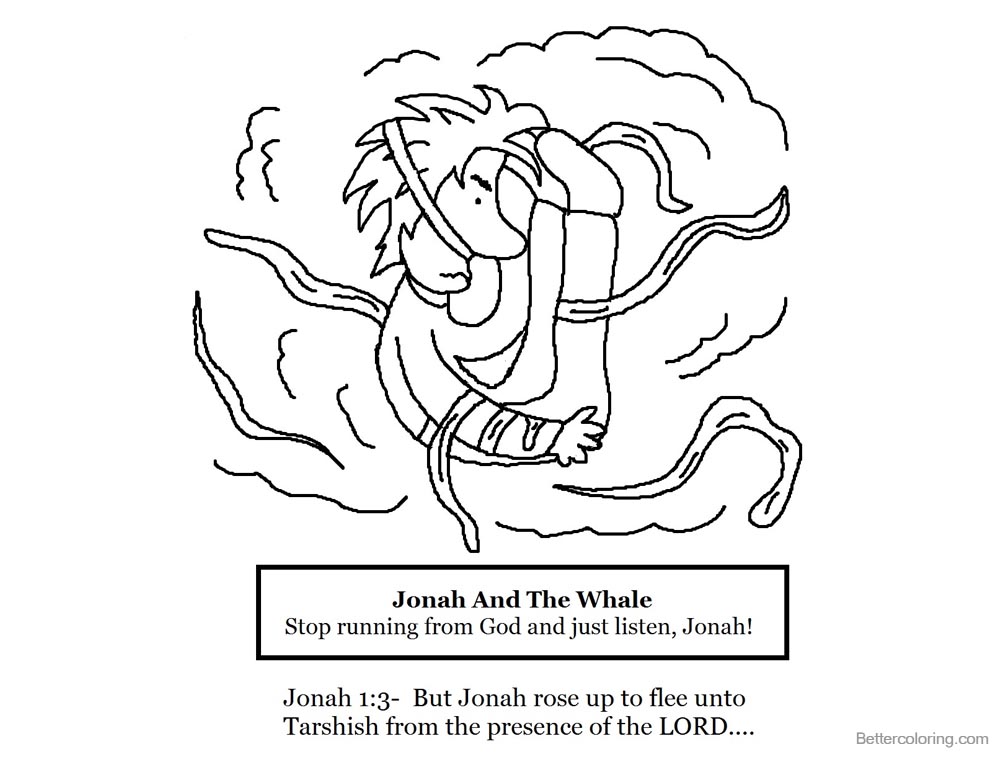 Jonah And The Whale Coloring Pages Whale Stop Running from God and Just Listen printable for free