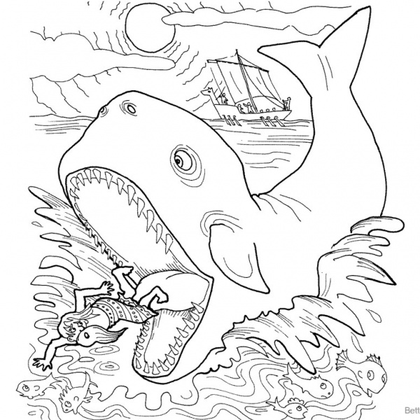 Jonah And The Whale Coloring Pages Connect the Dots by Number - Free