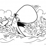 Jonah Swallowed by The Whale Coloring Pages Black and White