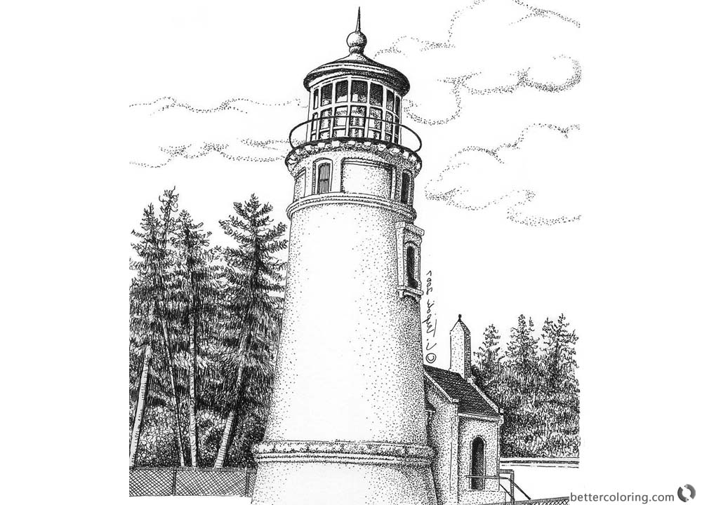 Lighthouse Coloring Pages Realistic Drawing - Free Printable Coloring Pages