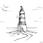 Lighthouse Coloring Pages with Clouds Drawing