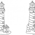 Lighthouse Coloring Pages with Houses