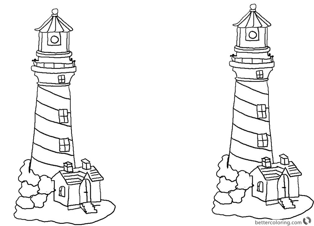 Download Lighthouse Coloring Pages with Houses - Free Printable Coloring Pages