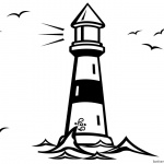 Lighthouse Coloring Pages with Seagulls