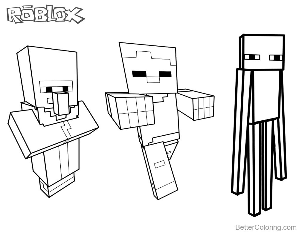 Download Minecraft Characters Coloring Pages Roblox Line Art Pictures - Free Printable Coloring Pages