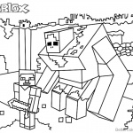 Minecraft of Roblox Coloring Pages Black and White