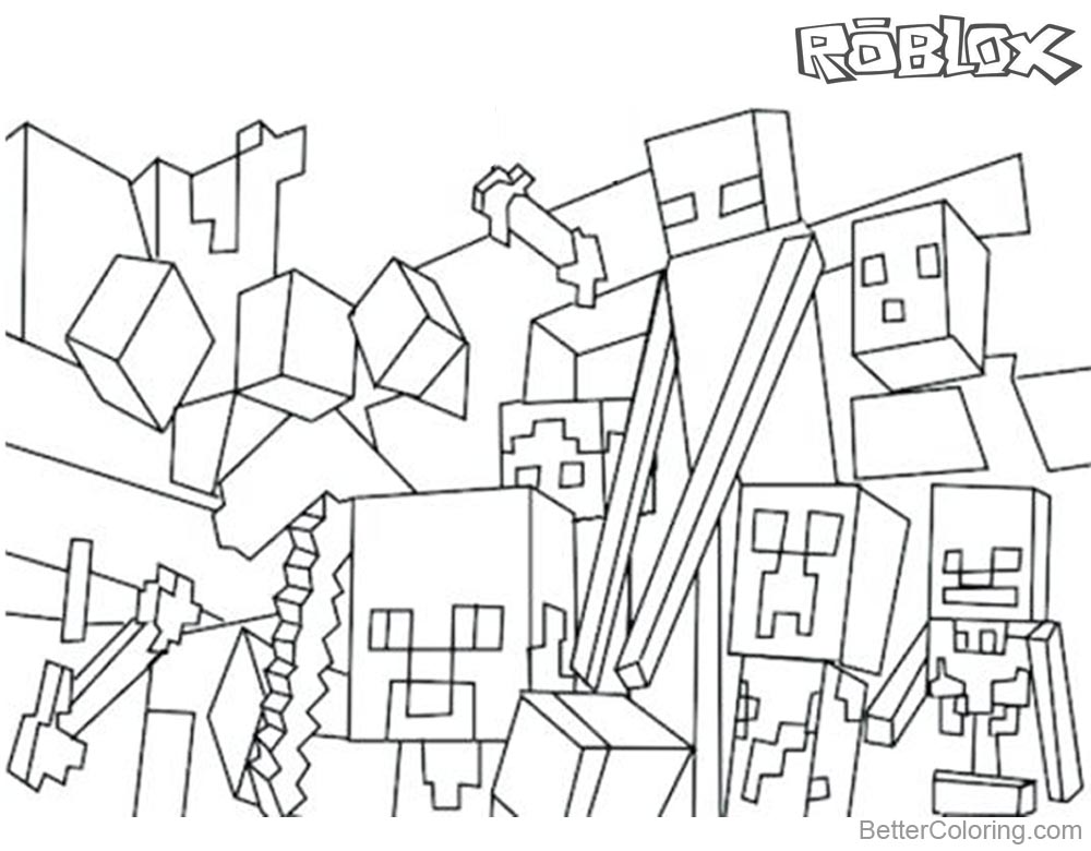 Minecraft Of Roblox Coloring Pages Characters And Logo - 