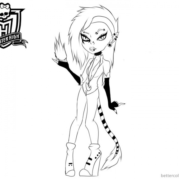 Toralei Stripe from Monster High Coloring Pages Line Drawing Clipart