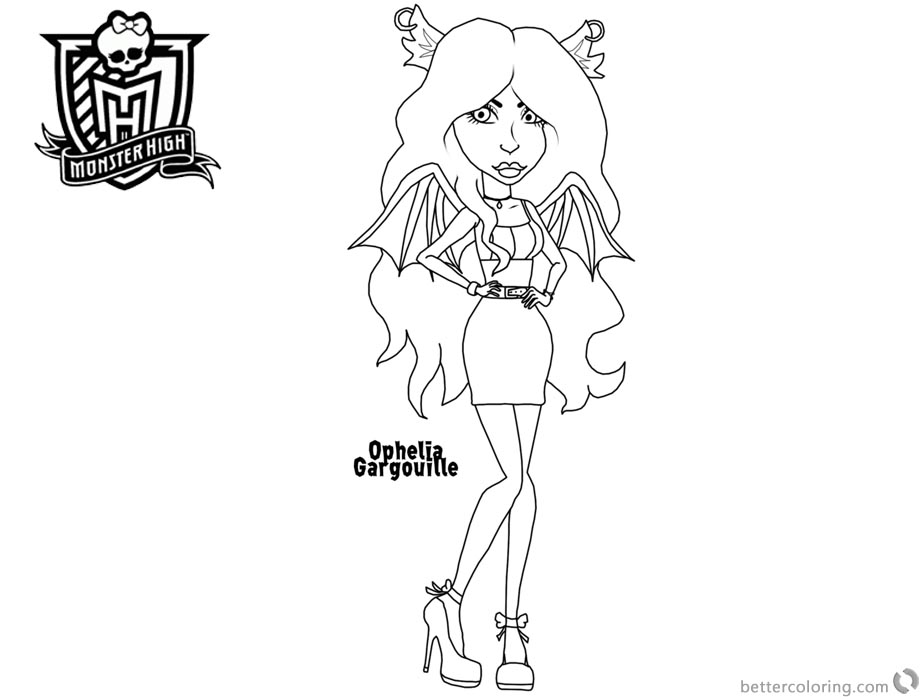 Monster High Coloring Pages Ophelia Gargouille Line Art printable for free