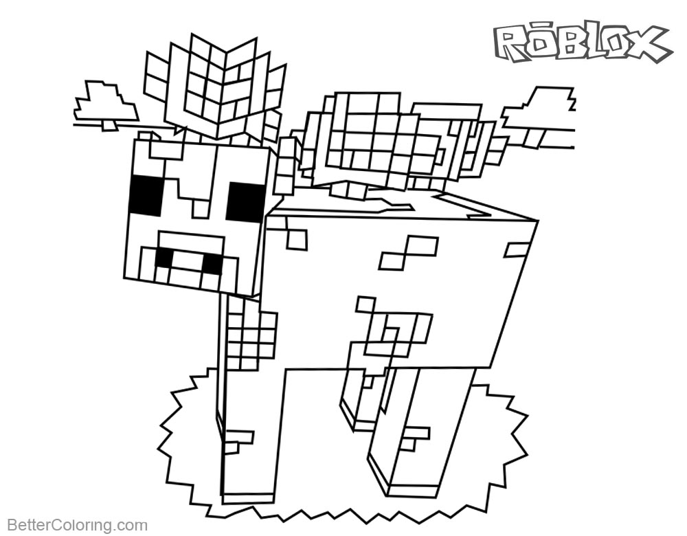 Mooshroom from Minecraft Coloring Pages Roblox Characters - Free