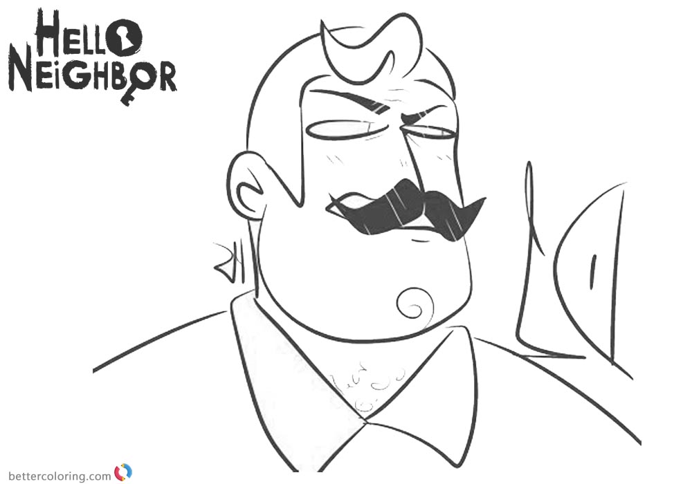Mr. Peterson from Hello Neighbor Coloring Pages printable for free