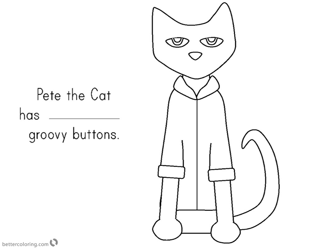 Pete the Cat Coloring Pages Buttons Numbers printable for free