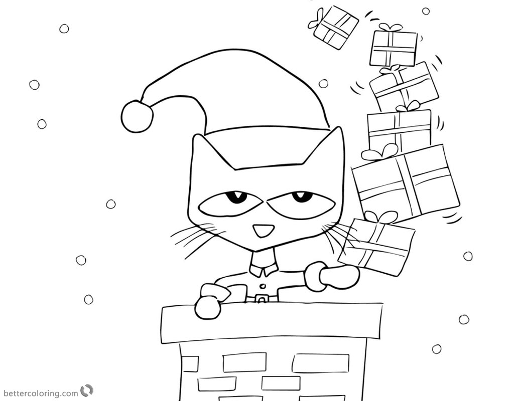  Pete the Cat Coloring Pages Christmas  Gifts Free 