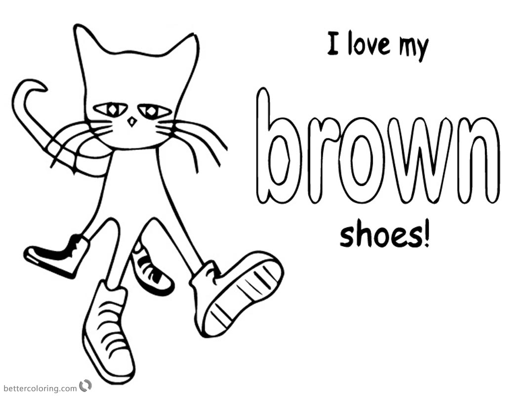 Pete the Cat Coloring Pages Color Brown Shoes - Free Printable Coloring