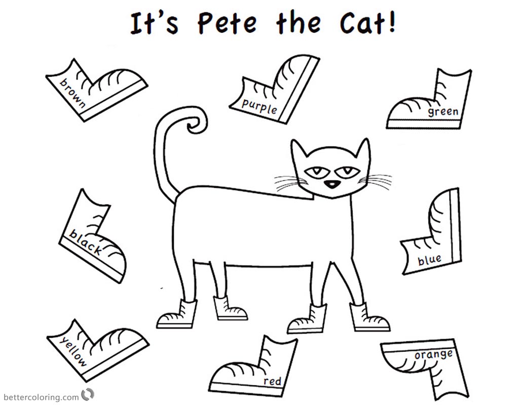 Pete the Cat Coloring Pages Color Eight Shoes - Free Printable Coloring