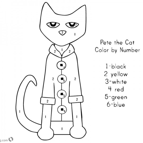 Pete the Cat Coloring Pages Color by Number Skateboard - Free Printable ...