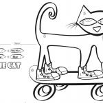 Pete the Cat Coloring Pages Color by Number Skateboard