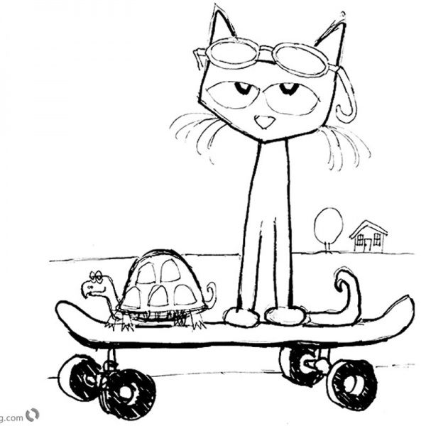 Pete the Cat Coloring Pages Fan Art with Frog - Free Printable Coloring