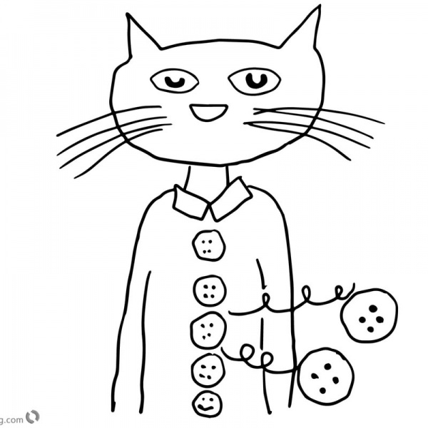 Pete the Cat Coloring Pages Craft Template Cut and Paste - Free
