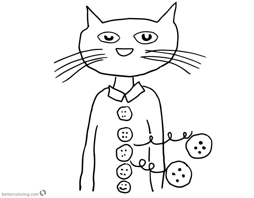 Pete the Cat Coloring Pages Groovy Buttons - Free Printable Coloring Pages