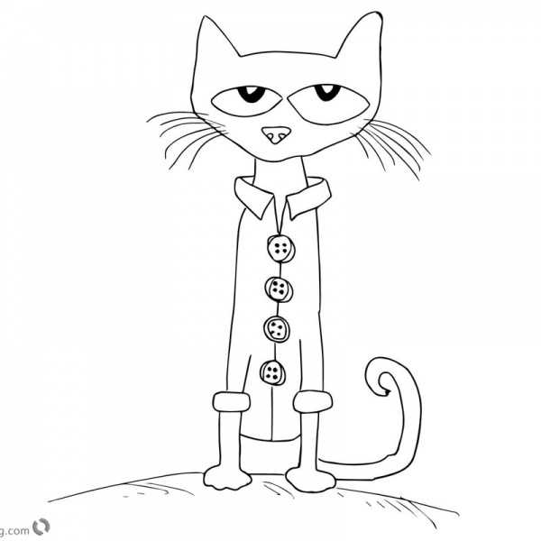 Pete the Cat Coloring Pages Play Guitar for Lunch - Free Printable