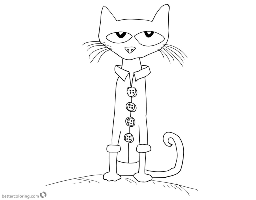 Pete the Cat Coloring Pages Line Art - Free Printable Coloring Pages