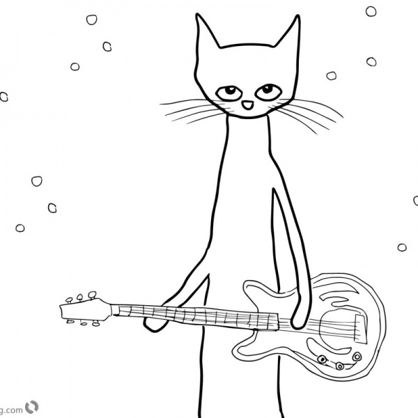 Pete the Cat Coloring Pages Play Guitar for Lunch - Free Printable
