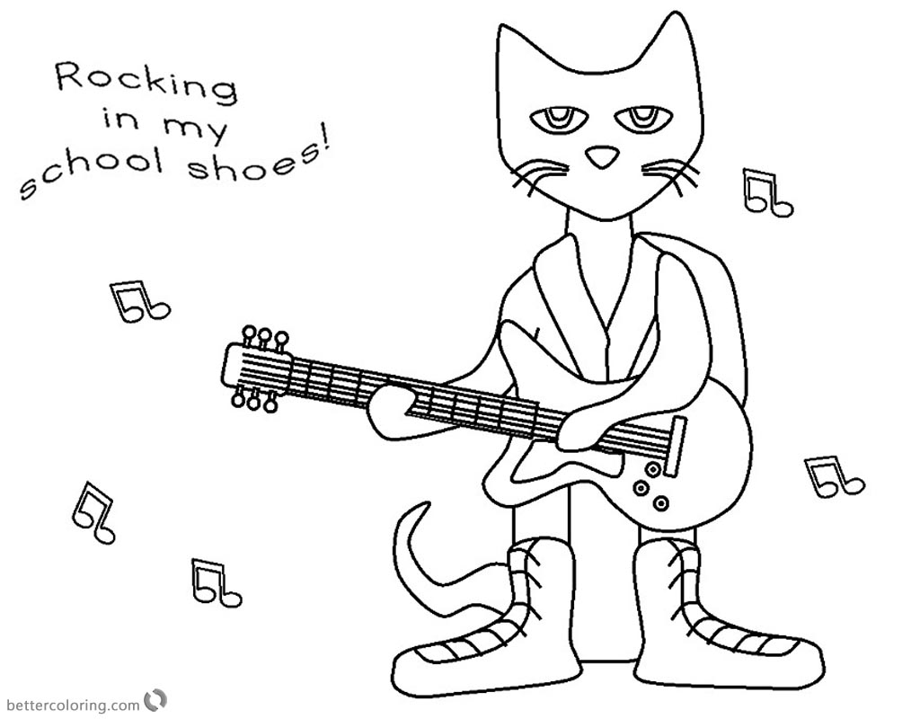 Pete The Cat Coloring Pages Rocking In My School Shoes Free Printable