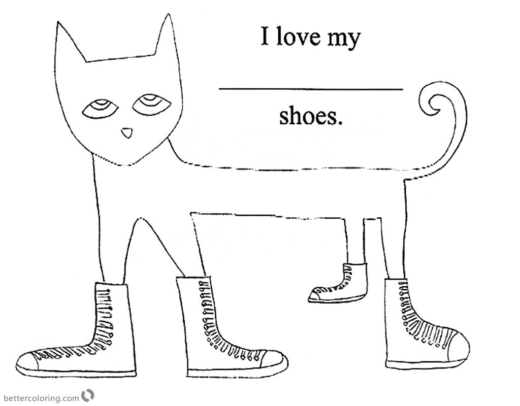 Pete the Cat Coloring Pages Simle Line Drawing - Free Printable