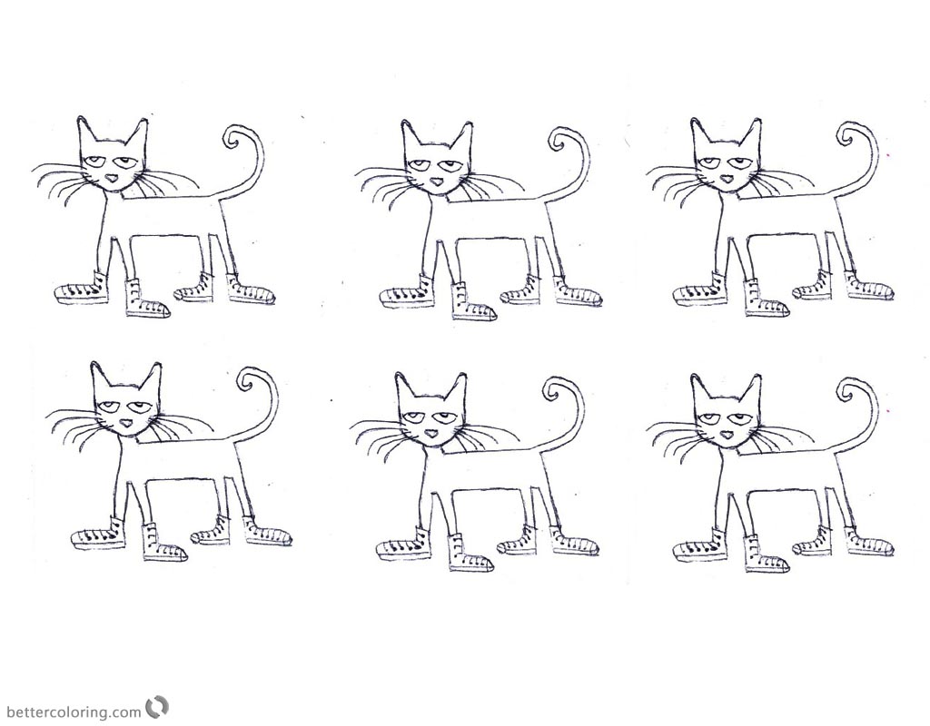Pete the Cat Coloring Pages Six Cats printable for free