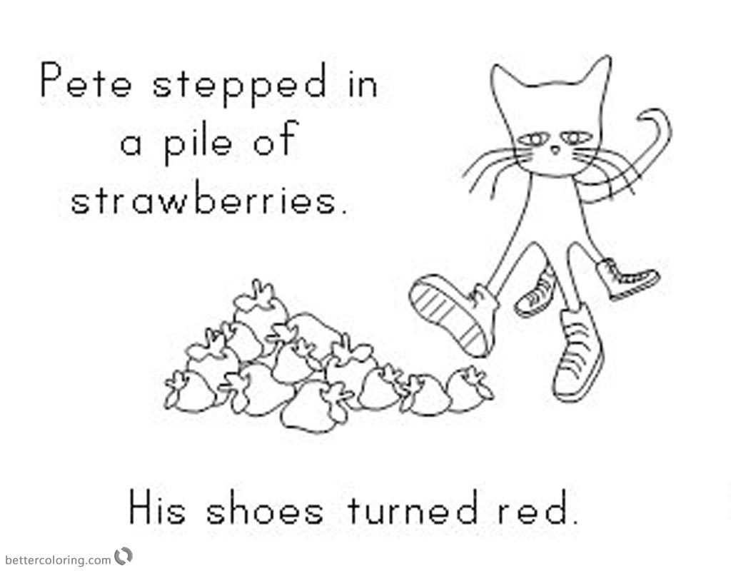 Pete the Cat Coloring Pages Turn Shoes in Red - Free Printable Coloring