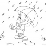 Raindrop Coloring Pages A Girl with Umbrella