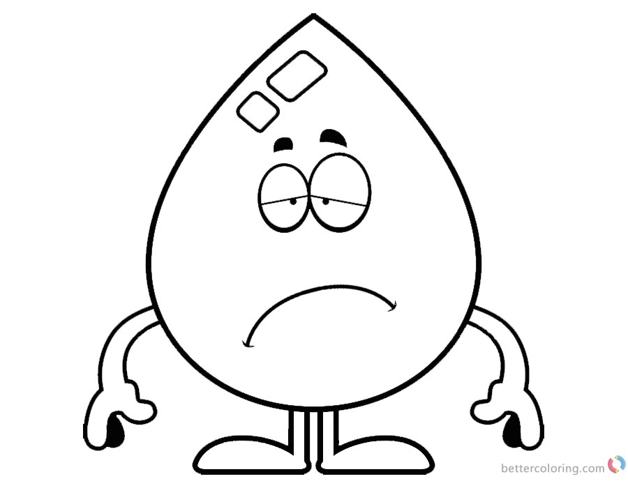 Raindrop Coloring Pages A Sad Cartoon Raindrop Clipart printable for free