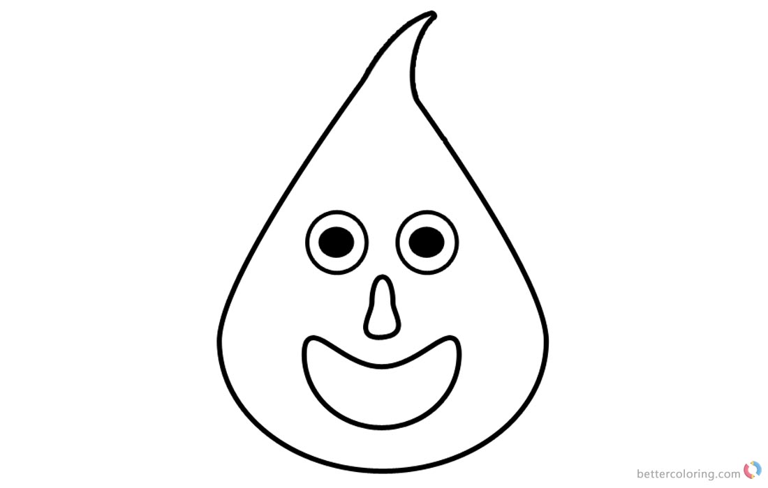 Raindrop Coloring Pages Cute Cartoon Face printable for free