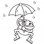 Raindrop Coloring Pages Frog Umbrella