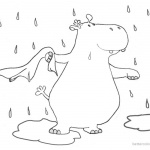 Raindrop Coloring Pages Hippo in the Rain Cartoon Clipart