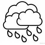 Raindrop Coloring Pages Rain with Clouds