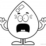 Raindrop Coloring Pages Scared Cartoon Water Drop