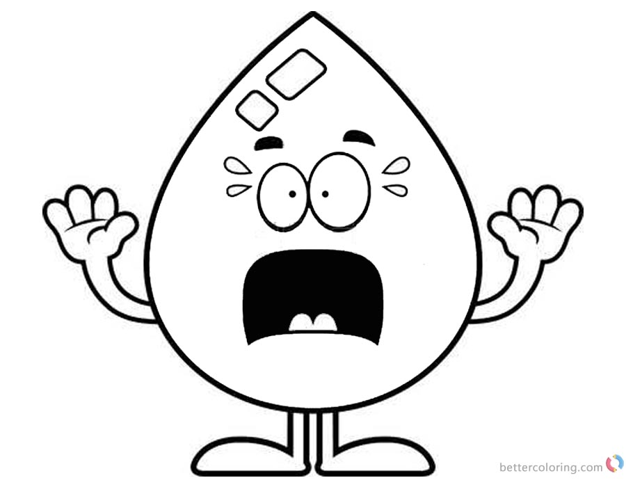 Raindrop Coloring Pages Scared Cartoon Water Drop printable for free