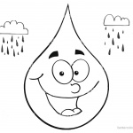 Raindrop Coloring Pages Simle Cartoon Raindrop Face