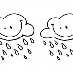 Raindrop Coloring Pages Smile Clouds with Raindrops