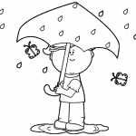 Raindrop Coloring Pages Spring Rain and Butterfly