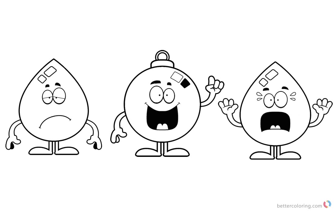Raindrop Coloring Pages Three Cartoon Raindrops printable for free
